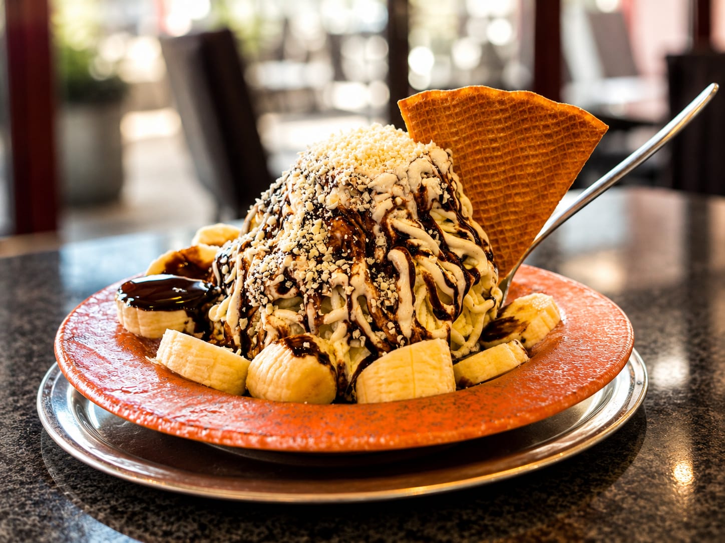 Bananen-Spaghettieis des Eiscafé Riviera